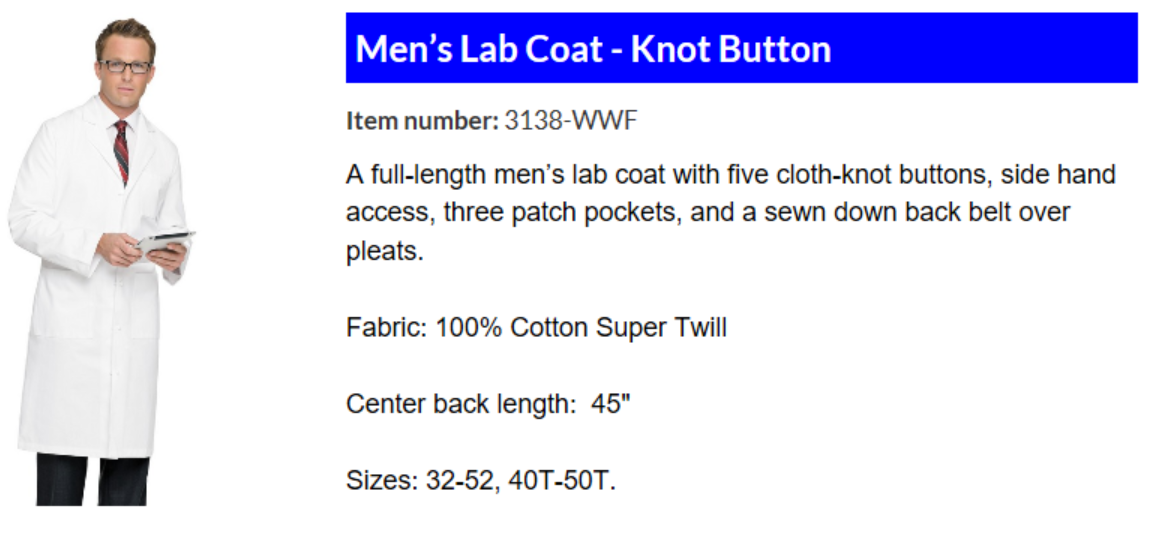 men's lab coat classic